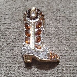 Vintage Swarovski Crystal Cowboy Boot Pin Brooch Western Boot